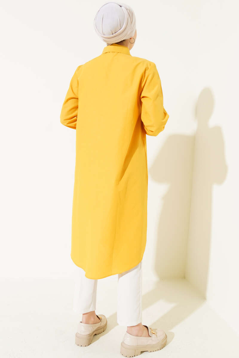 Uzun Model Klasik Yaka Tunik Hardal AY6976