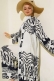 Etnik Desen Kimono İkili Takım Siyah AY7454