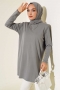 Uzun Kol Basic Tunik Füme AY7254