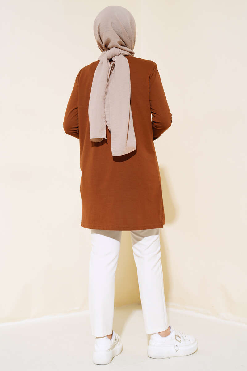 Uzun Kol Basic Tunik Kahve AY7254