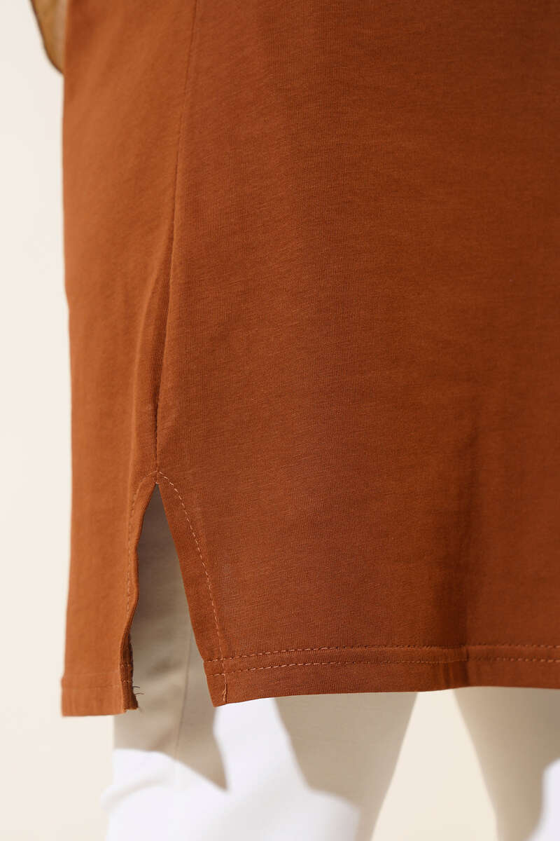 Uzun Kol Basic Tunik Kahve AY7254