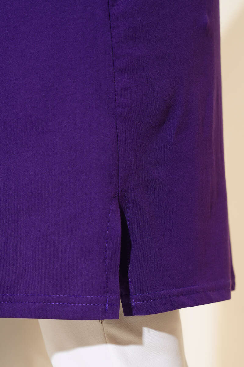 Uzun Kol Basic Tunik Mor AY7254