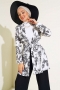 Desenli Bürümcük Kimono Takım Siyah AY9458