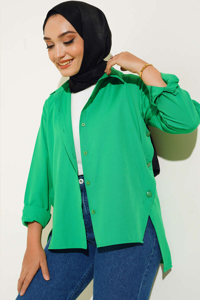 Yanları Çıt Çıt Düğmeli Gömlek Benetton AY9474