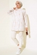 Çizgi Desen Oversize Gömlek Latte AY7544