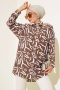Zebra Desen Oversize Gömlek Kahve AY7544