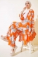 Desenli Salaş Kimono İkili Takım Oranj AY7698