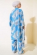 Desenli Salaş Kimono İkili Takım Mavi AY7698