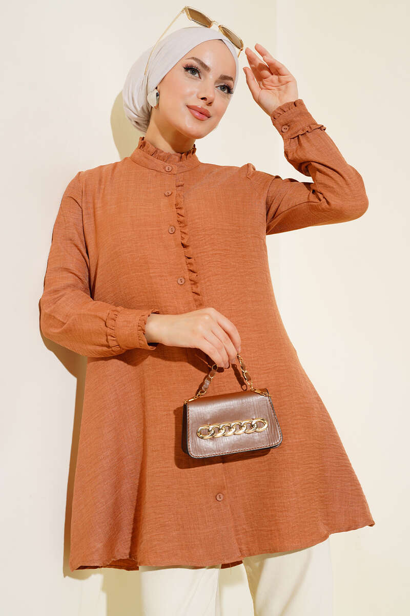 Fırfır Detaylı Tunik Taba AY6352