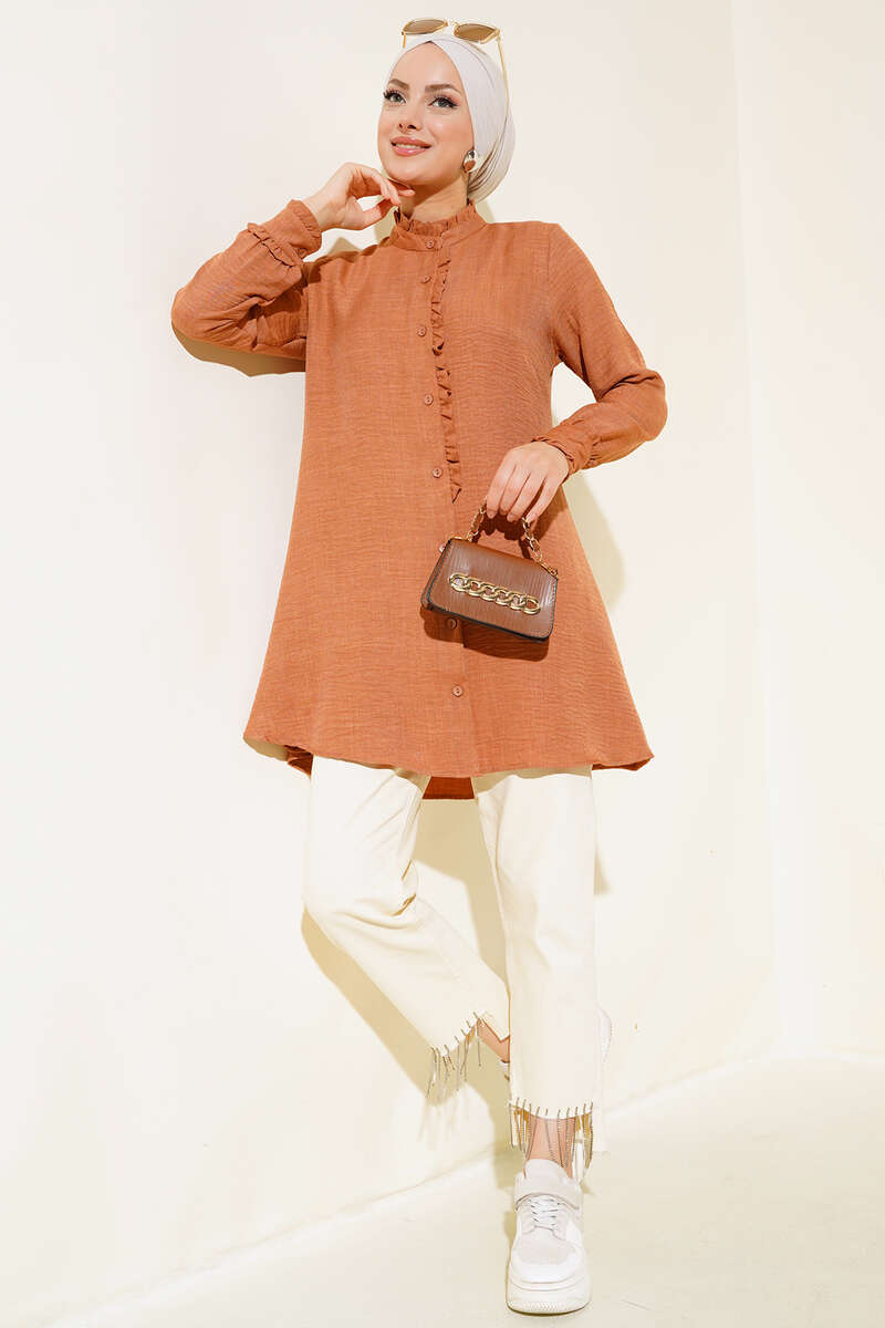 Fırfır Detaylı Tunik Taba AY6352