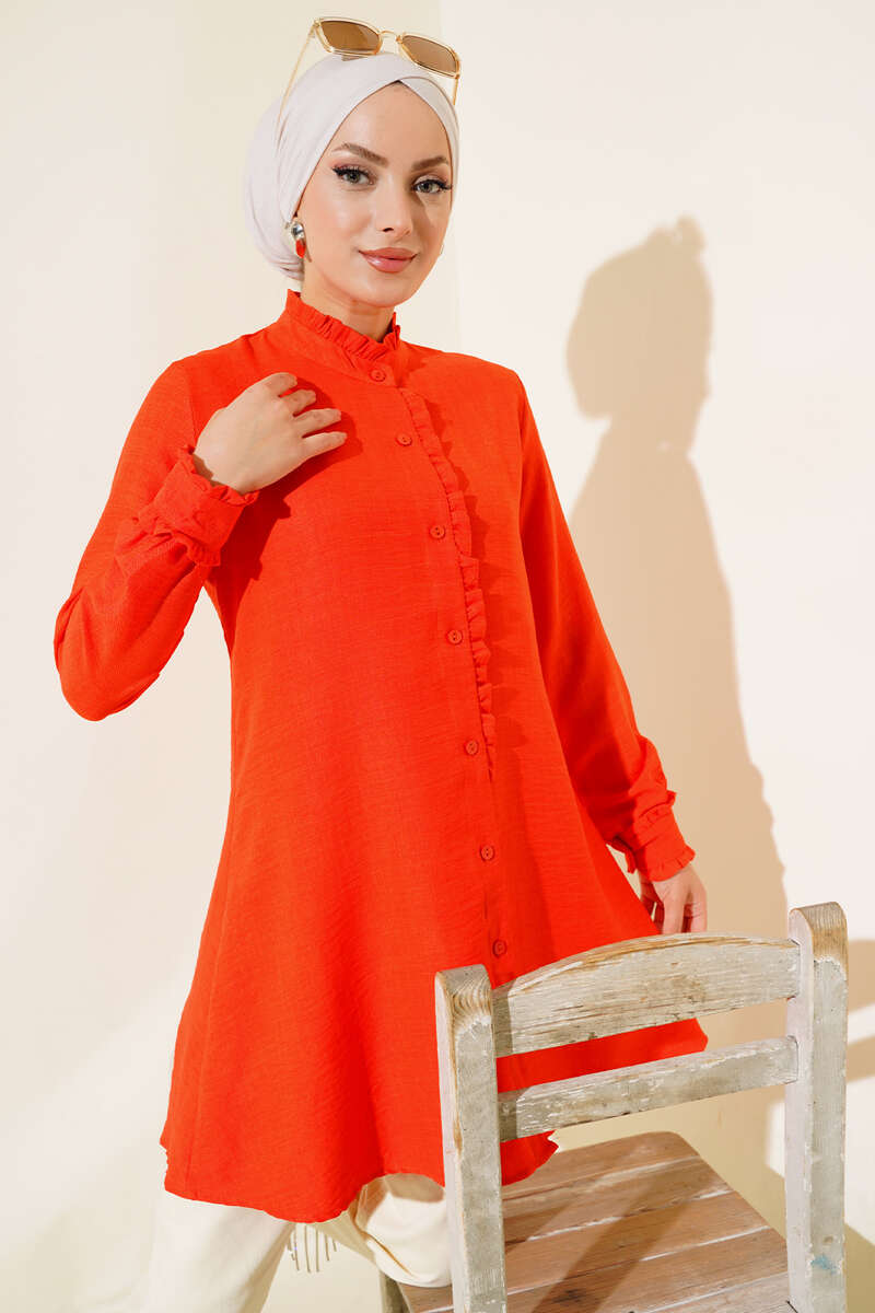 Fırfır Detaylı Tunik Oranj AY6352