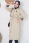 Leopar Detaylı Bej Trençkot AY10107