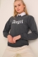 Angel Baskılı Antrasit Sweatshirt AY10115