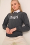 Angel Baskılı Antrasit Sweatshirt AY10115