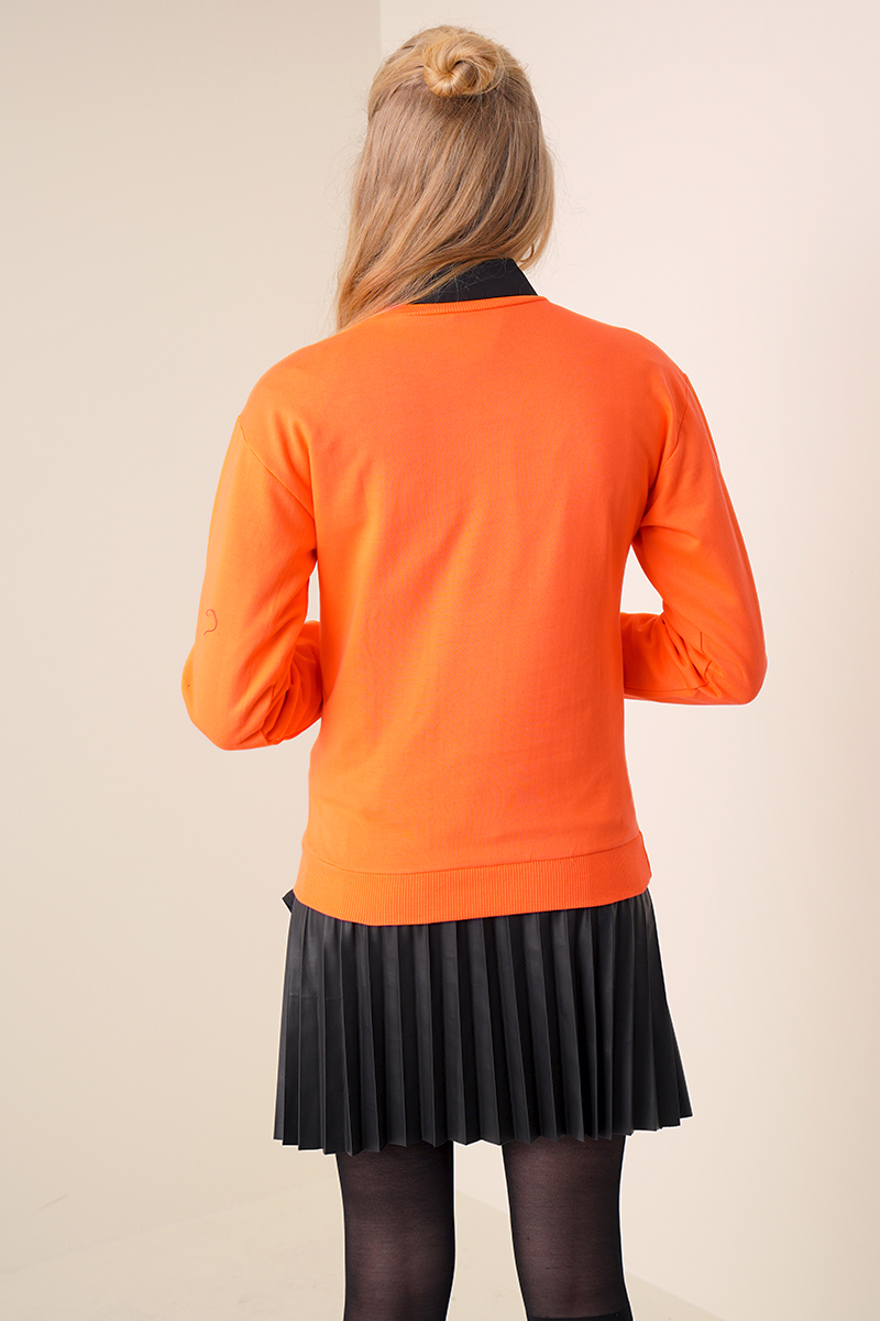 Angel Baskılı Oranj Sweatshirt AY10115