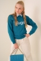 Angel Baskılı Petrol Sweatshirt AY10115
