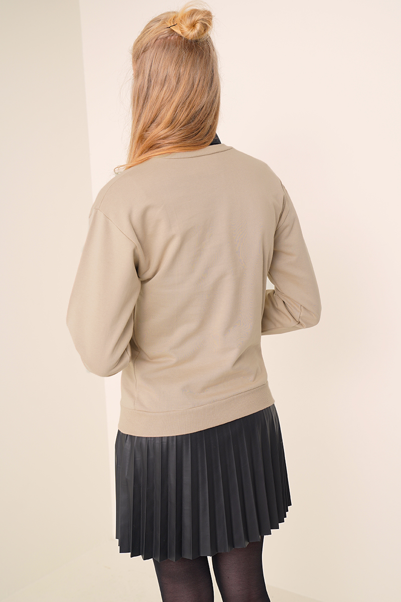 Angel Baskılı Vizon Sweatshirt AY10115