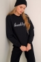 Brooklyn Baskılı Siyah Sweatshirt AY10117