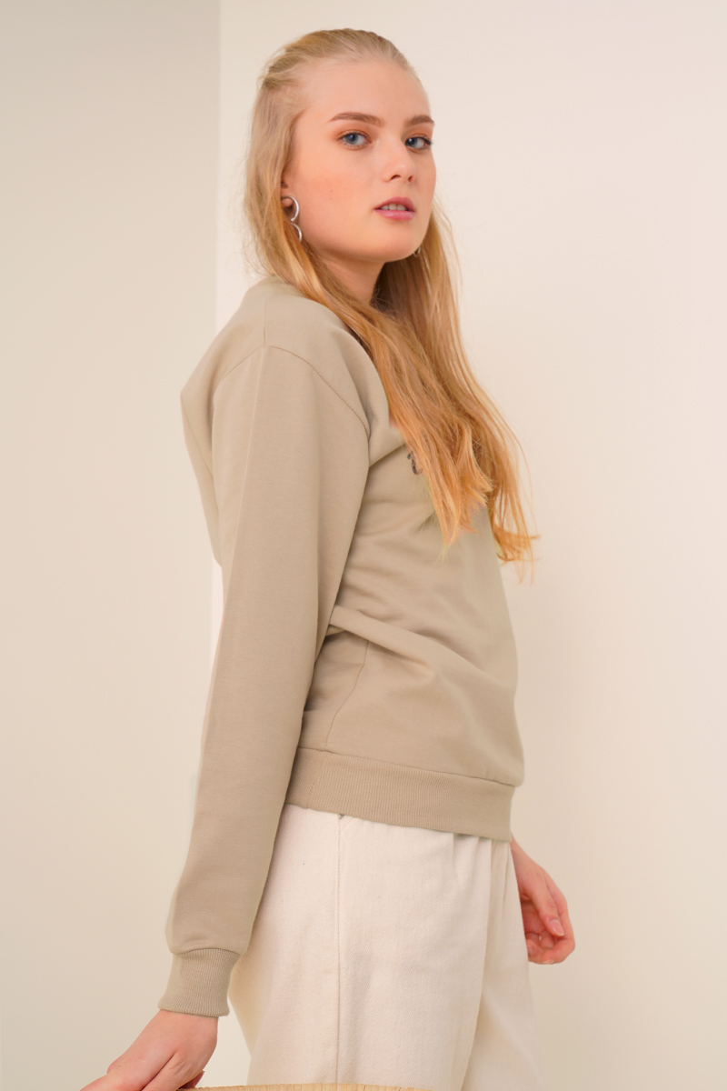 Brooklyn Baskılı Vizon Sweatshirt AY10117