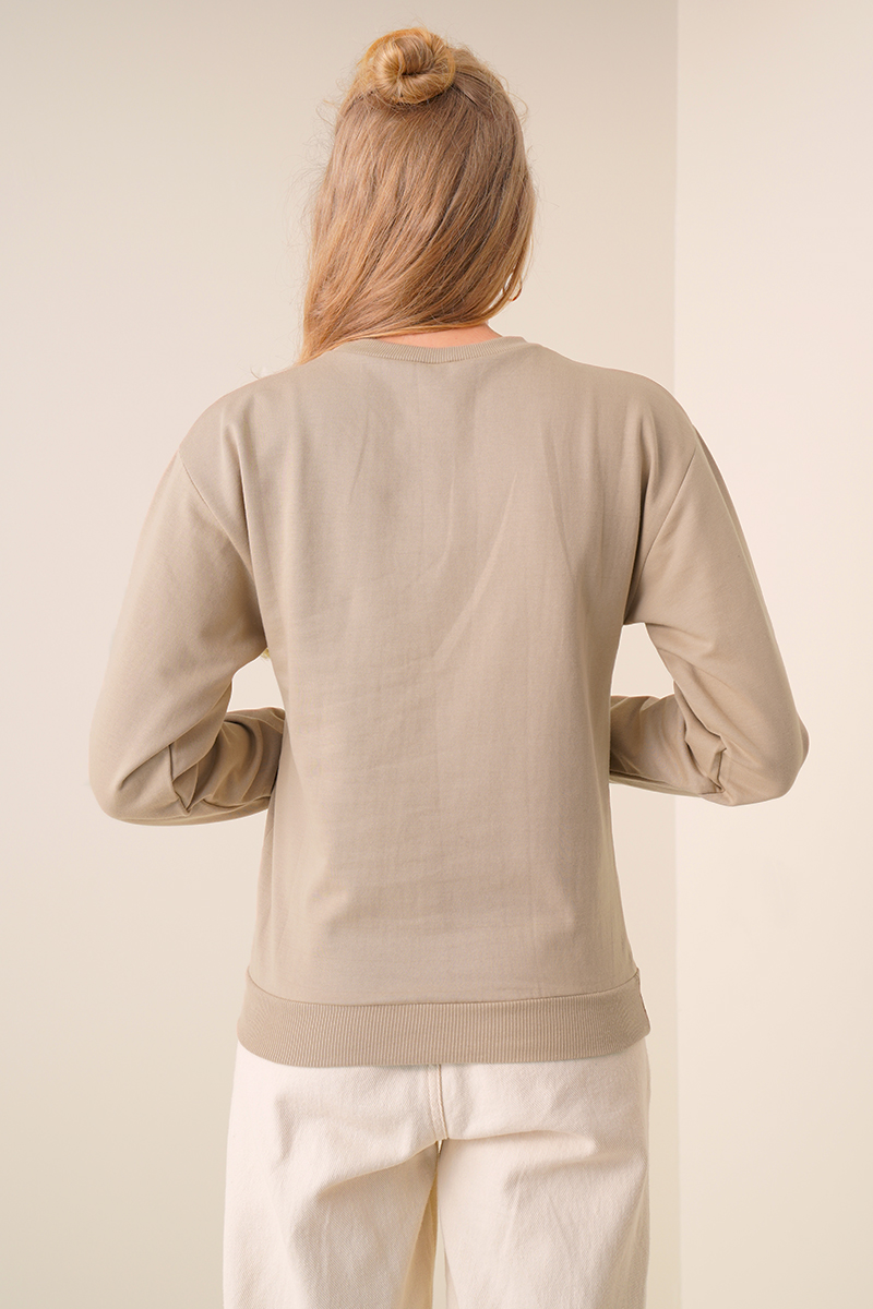 Brooklyn Baskılı Vizon Sweatshirt AY10117