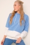 Çift Renkli Kapüşonlu Mavi Sweatshirt AY10119