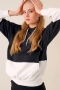 Çift Renkli Kapüşonlu Siyah Sweatshirt AY10119