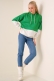 Çift Renkli Kapüşonlu Yeşil Sweatshirt AY10119