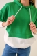 Çift Renkli Kapüşonlu Yeşil Sweatshirt AY10119