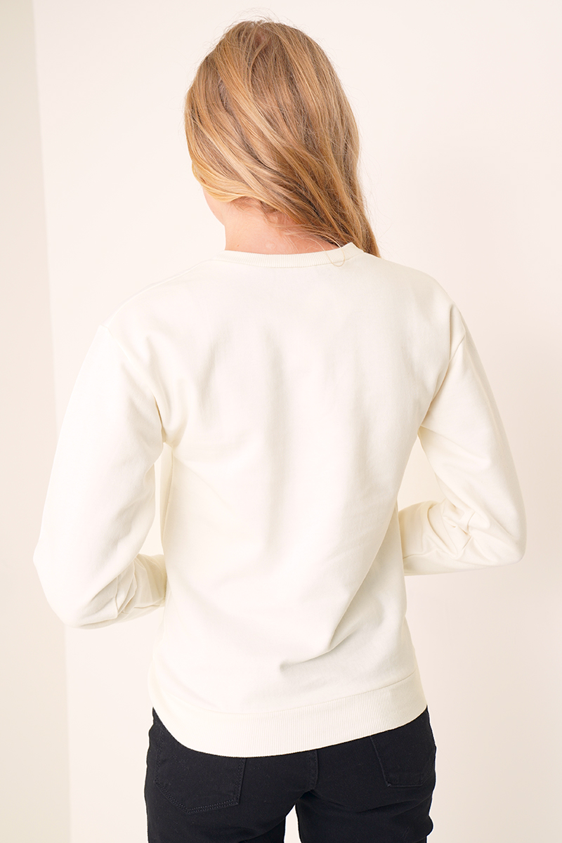 Love Baskılı Ekru Sweatshirt AY10121