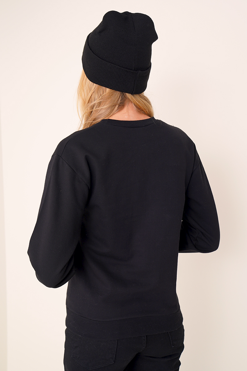 Love Baskılı Siyah Sweatshirt AY10121