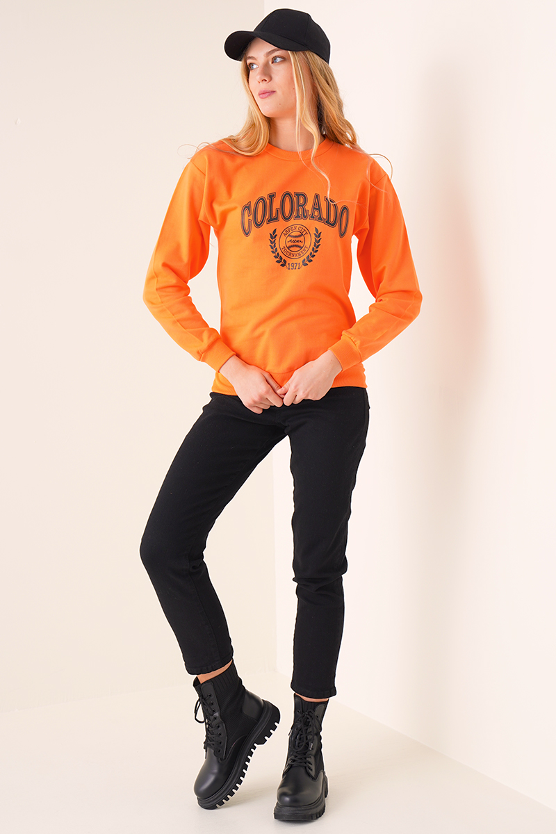 Colorado Baskılı Oranj Sweatshirt AY10123