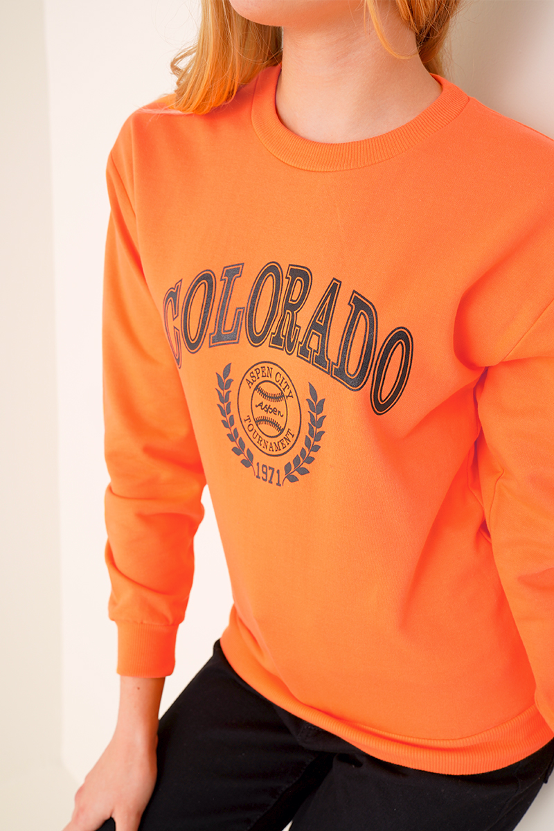 Colorado Baskılı Oranj Sweatshirt AY10123