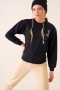 Mini Panda Baskılı Siyah Sweatshirt AY10127