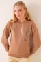 Mini Panda Baskılı Taba Sweatshirt AY10127