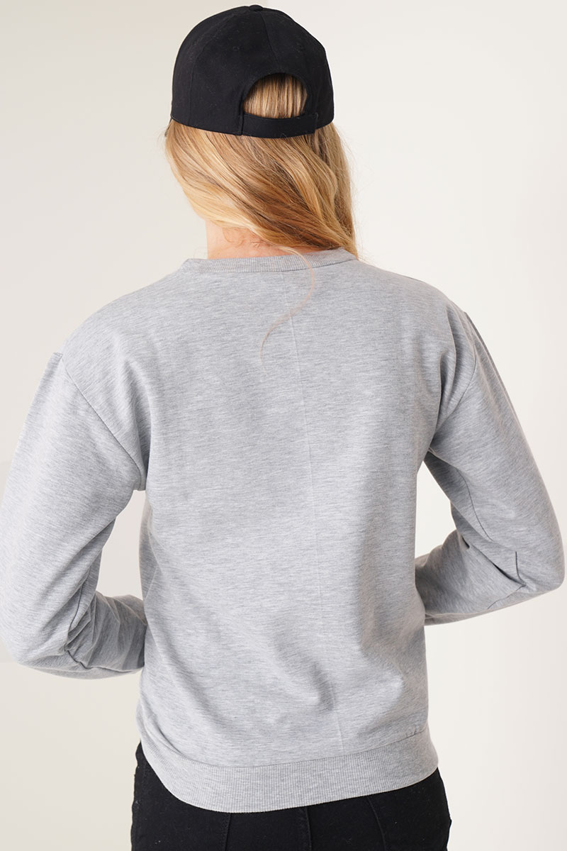 Montana Baskılı Gri Sweatshirt AY10129