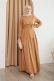 Yaka Detaylı Camel Elbise  AY336