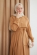 Yaka Detaylı Camel Elbise  AY336