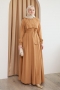 Yaka Detaylı Camel Elbise  AY336
