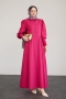 Boydan Düğmeli Pembe Elbise AY333