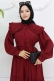 Bebe Yaka Önü Düğmeli Elbise Bordo AY10315