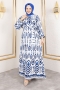 Damla Desenli Viskon Elbise Tsd İndigo AY13262