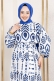 Damla Desenli Viskon Elbise Tsd İndigo AY13262