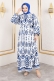 Damla Desenli Viskon Elbise Tsd İndigo AY13262