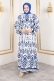 Damla Desenli Viskon Elbise Tsd İndigo AY13262