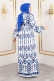 Damla Desenli Viskon Elbise Tsd İndigo AY13262