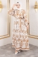 Damla Desenli Viskon Elbise Tsd Camel AY13262