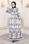 Damla Desenli Viskon Elbise Tsd Siyah AY13262