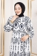 Damla Desenli Viskon Elbise Tsd Siyah AY13262